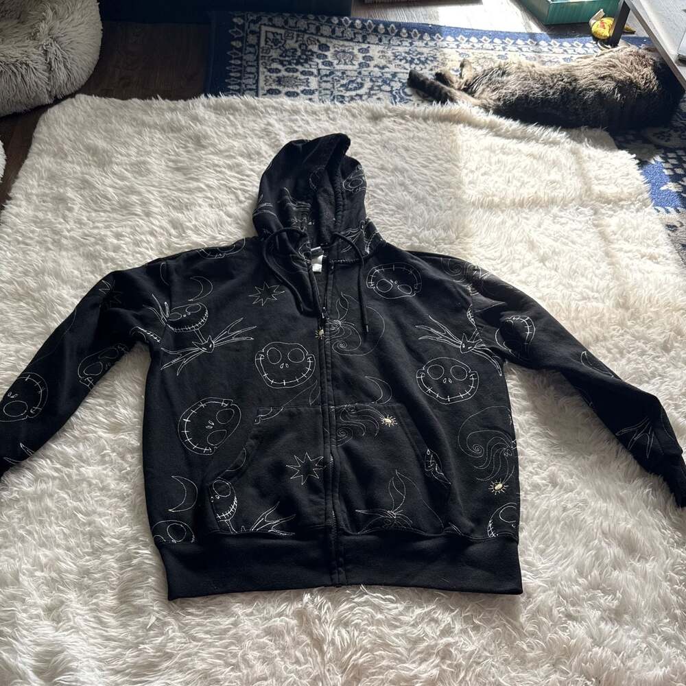 Disney Nightmare Before Christmas Jack‎ Skellington Character Zip-Up Hoodie